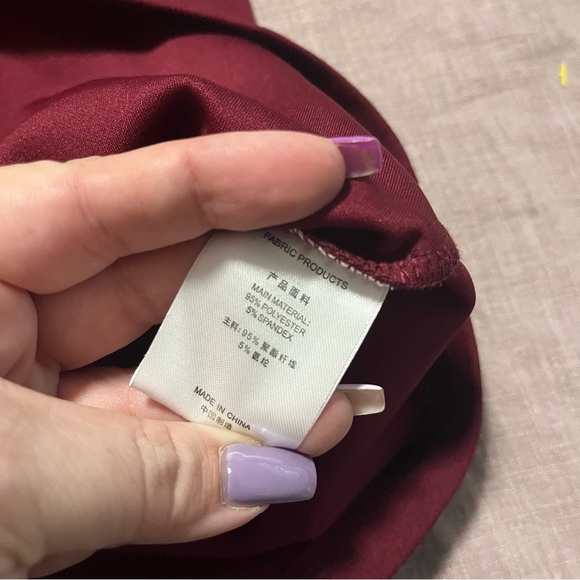 Elegant Plus Size XXL Burgundy Dress with Ruffle Detail midi office holiday - Picture 3 of 5